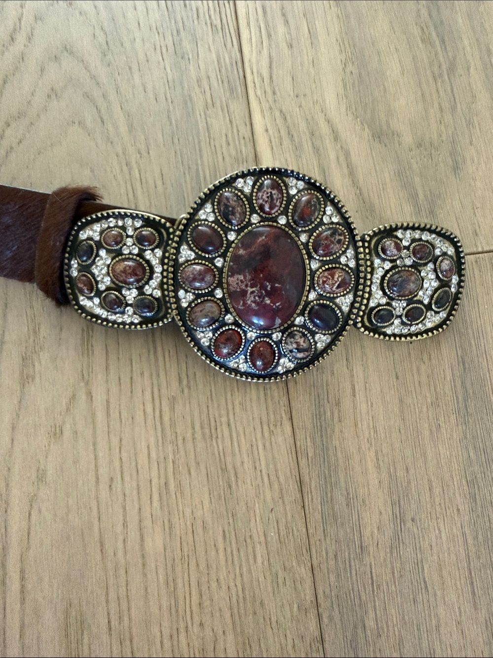 Pony hair leather belt